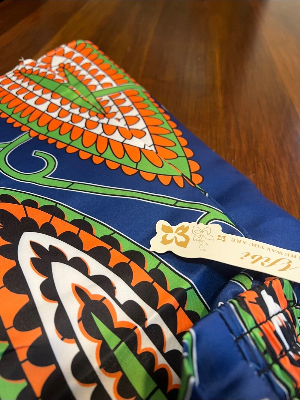 Afibi Navy Blue Orange & Green Patterned Skirt, size XL - Picture 3 of 11